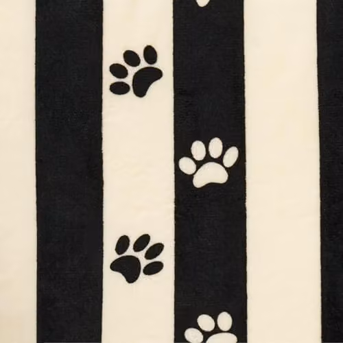 OHS Stripe Paw Print Sherpa Fleece Dog Blanket, Monochrome, W/D: 100 x 120 cm – 2