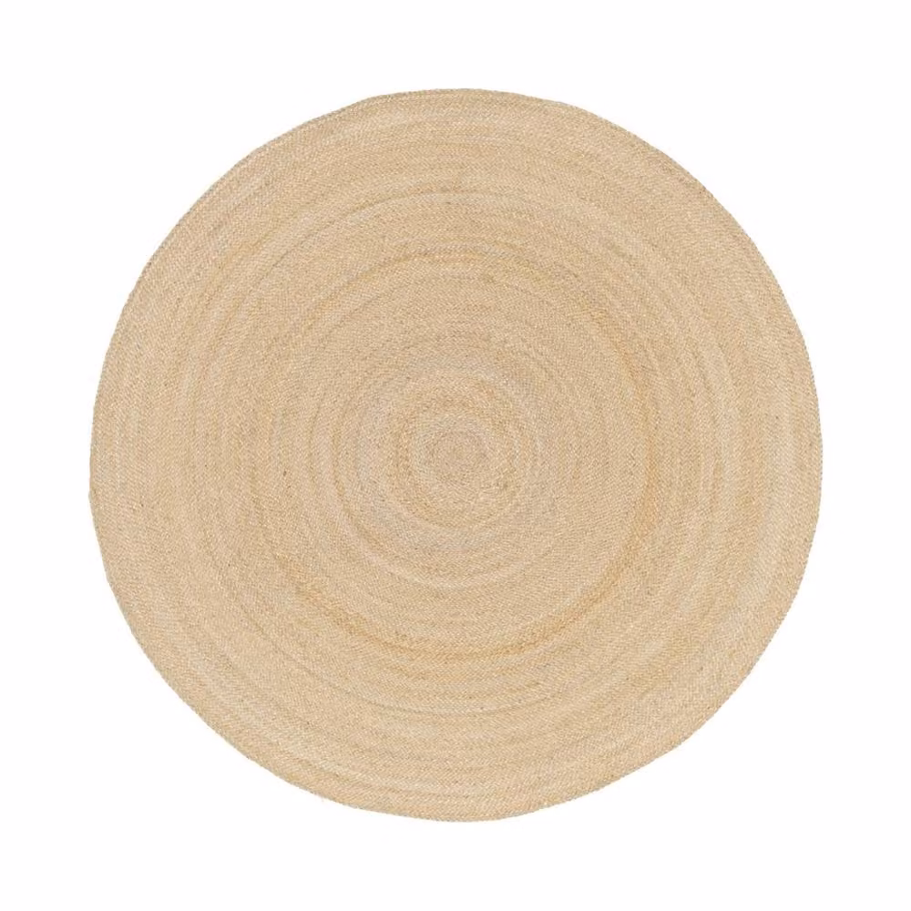 Sweek Round Woven Jute Indoor Rug in Beige, Diameter: 120 cm – 2