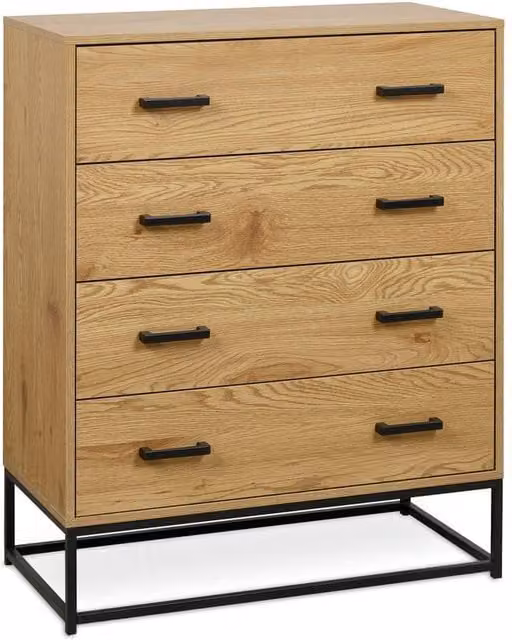 Cheshire Ashford 4 Drawer Chest in Light Oak Effect and Black