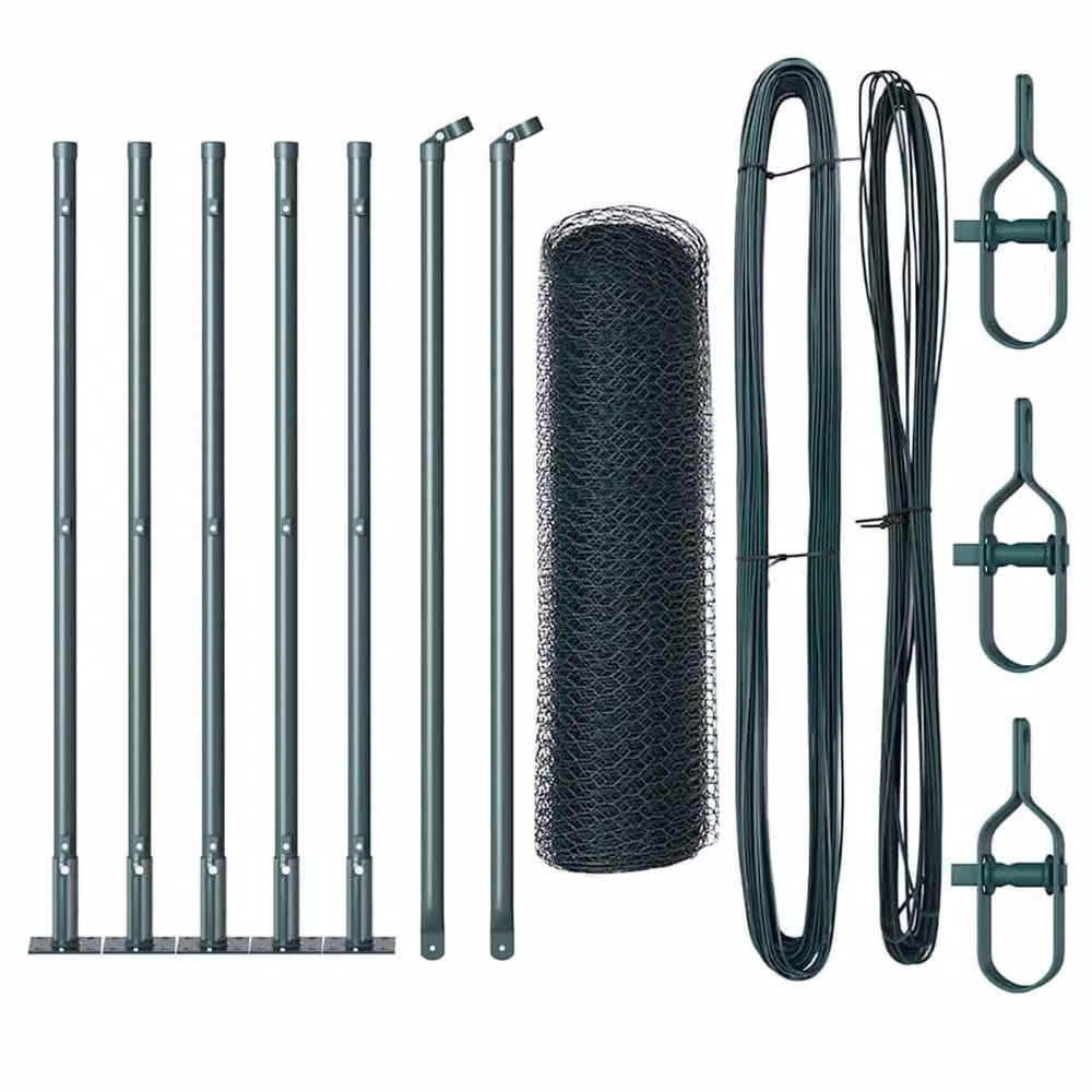 Berkfield Home Green Powder-Coated Steel Hexagon Fence, W: 0.6 m, L: 10 m – 3