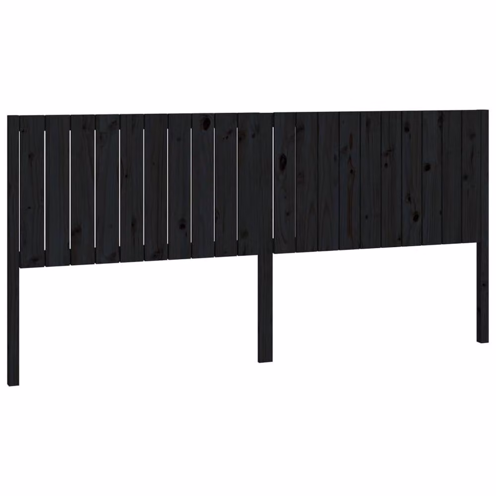 Berkfield Home Beautiful Bed Headboard in Black Solid Pine Wood, W: 205.5 cm, D: 4 cm, H: 100 cm – 3