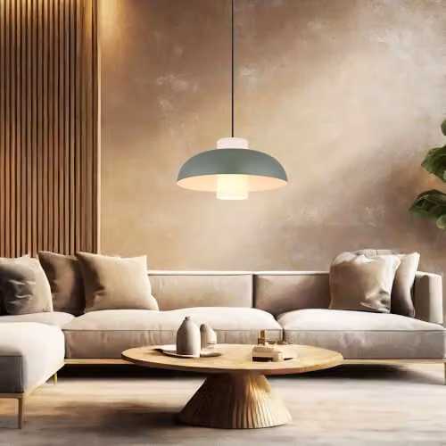 Globo Lighting Netlighting Lowe Dome Glass and Metal Pendant Light in Green, Diameter: 38 cm, Height: 120 cm – 4