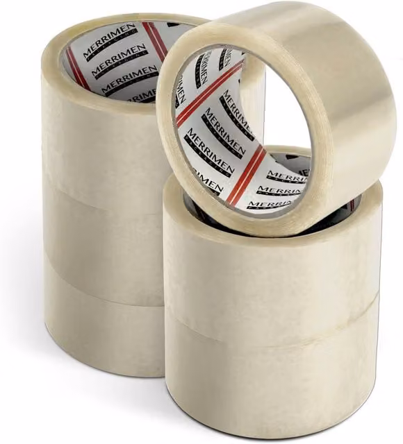 Merrimen 6 Pack Heavy Duty Transparent Packaging Tape, Width: 48 mm, Length: 66 m