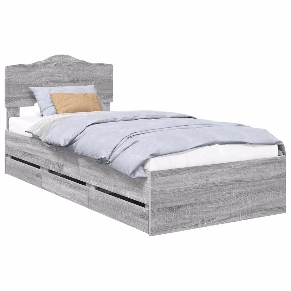 Berkfield Home Bed Frame with Drawer, Grey Sonoma, W/D/H: 90 x 200 cm, Engineered Wood – 2