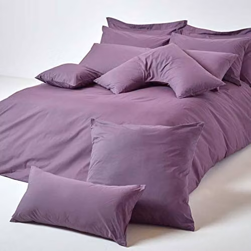 Homescapes Purple Egyptian Cotton Euro Pillowcase with Zip, W/H: 40 x 80 cm – 3