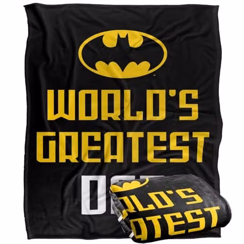 Warner Bros. Batman Worlds Greatest Dad Super Soft Fleece Throw Blanket, Multicolour, W: 152 cm, D: 127 cm – 1