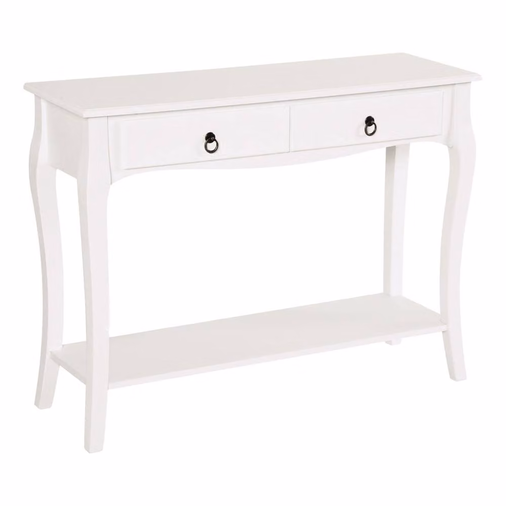 Wyld Haus Noro Mid Century Console Table in White with 2 Drawers and Shelf, W: 100 cm, H: 75 cm – 2