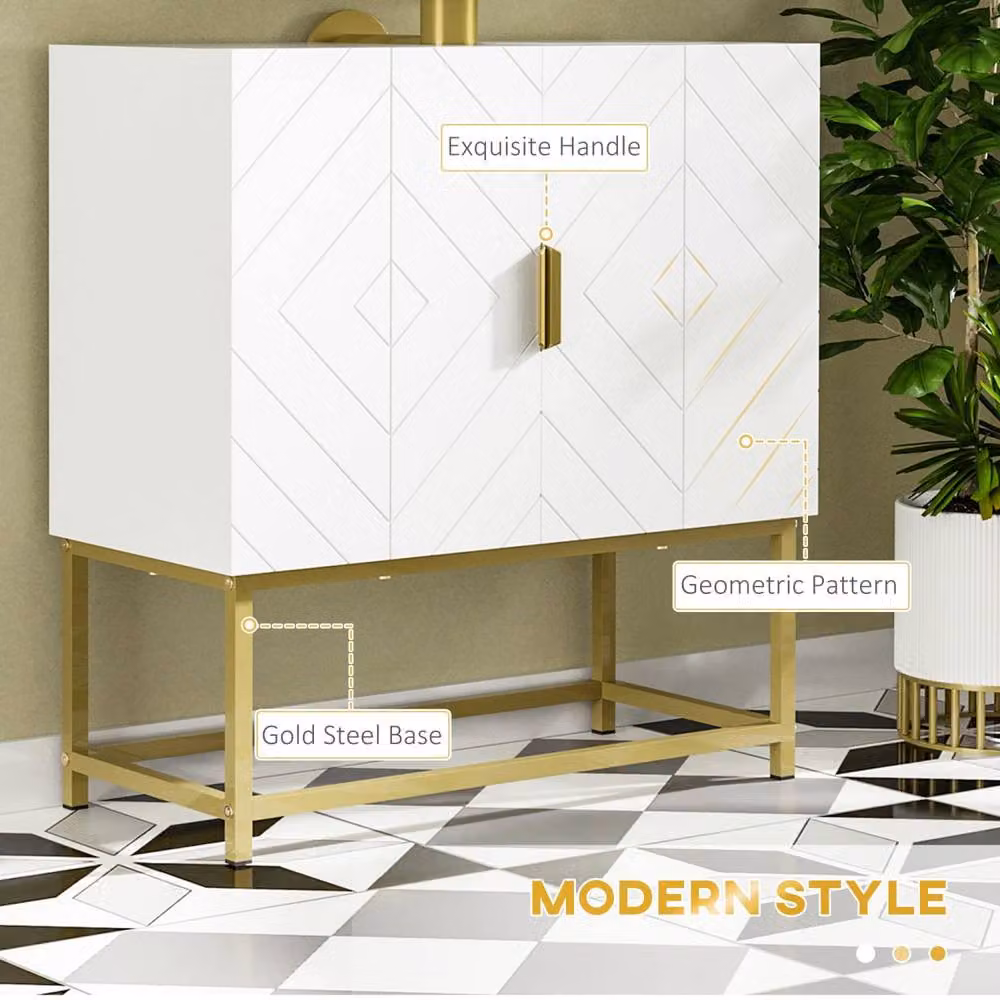 Wyld Haus Fitirole Under Sink Bathroom Cabinet in White with Gold Tone Legs – 4