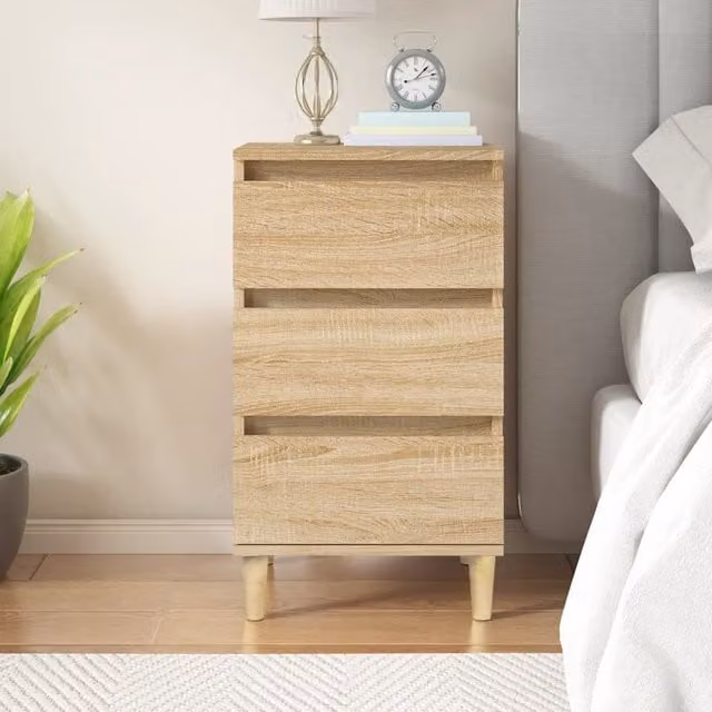 Berkfield Home Sonoma Oak Bedside Cabinet in Brown, W/D/H: 40 x 35 x 70 cm – 1
