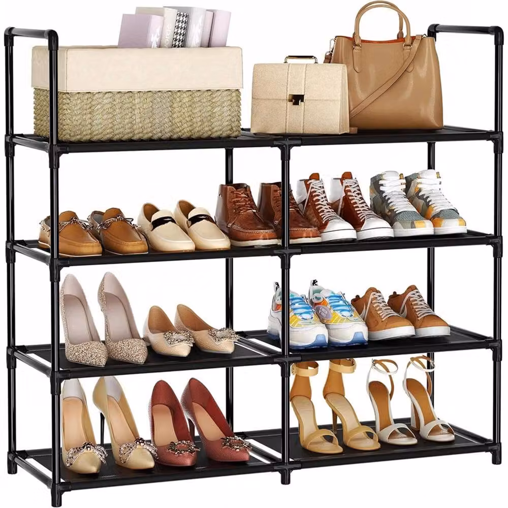 Nordara 4-Layer Metal Shoe Rack in Black, W: 88.5 cm, D: 30 cm, H: 73 cm – 3