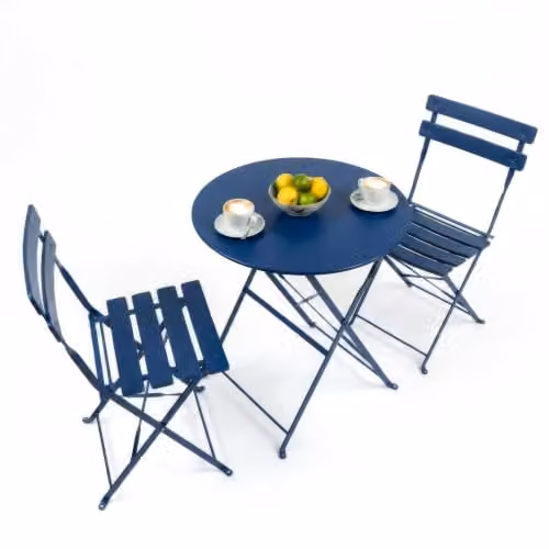 Harbour Housewares 2 Seater Sussex Bistro Garden Furniture Set in Blue – 1