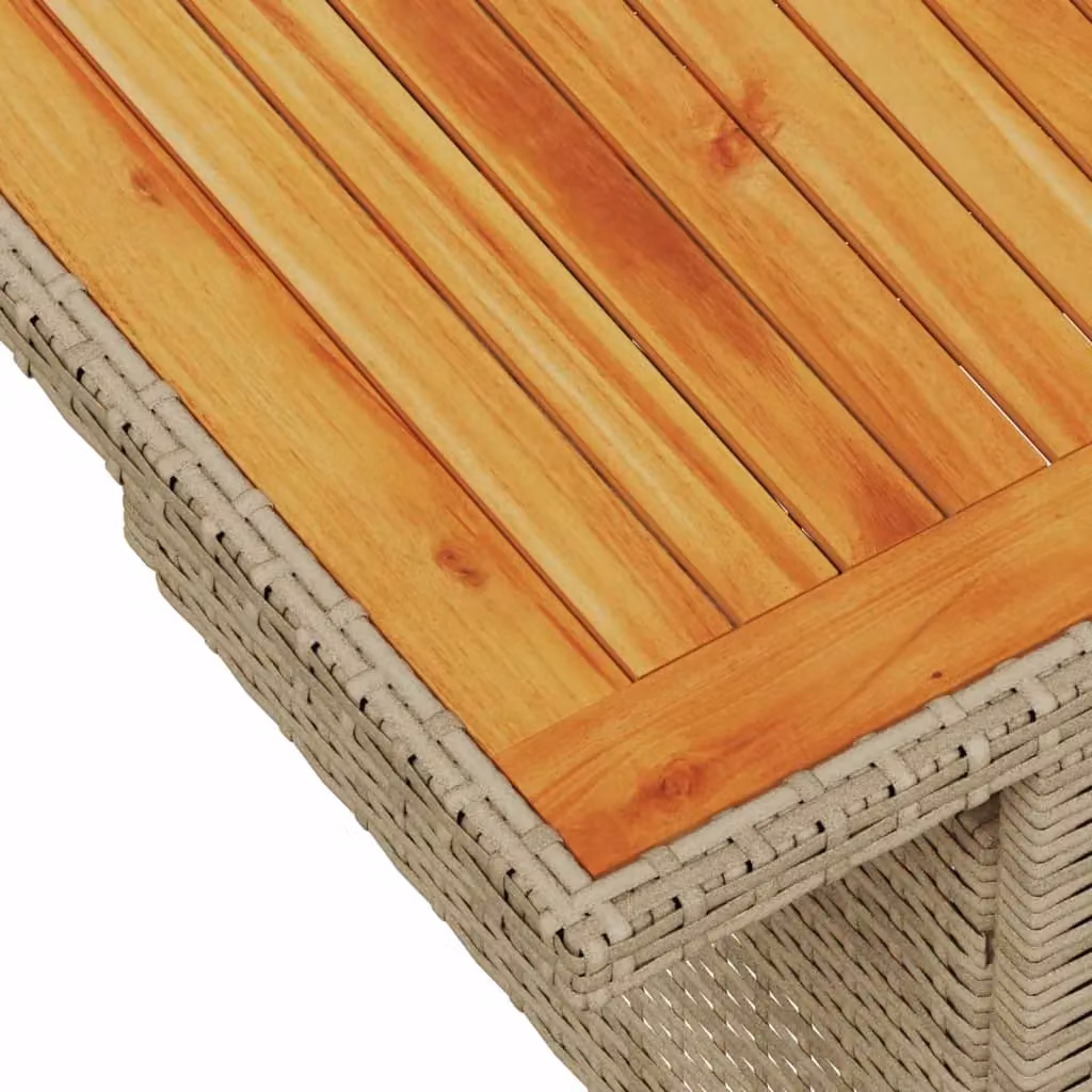 Berkfield Home Beige Garden Table with Acacia Wood and Poly Rattan, W/D/H: 100 x 55 x 73 cm – 4