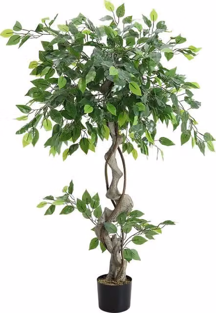 Livingandhome Green Artificial Tabletop Banyan Tree with Black Pot