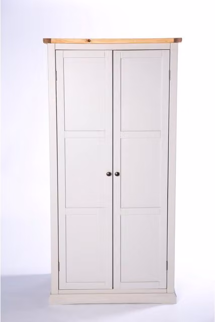 Cabinet Bits Loreo 2 Door Grey Waxed Pine Wardrobe with Integrated Drawers