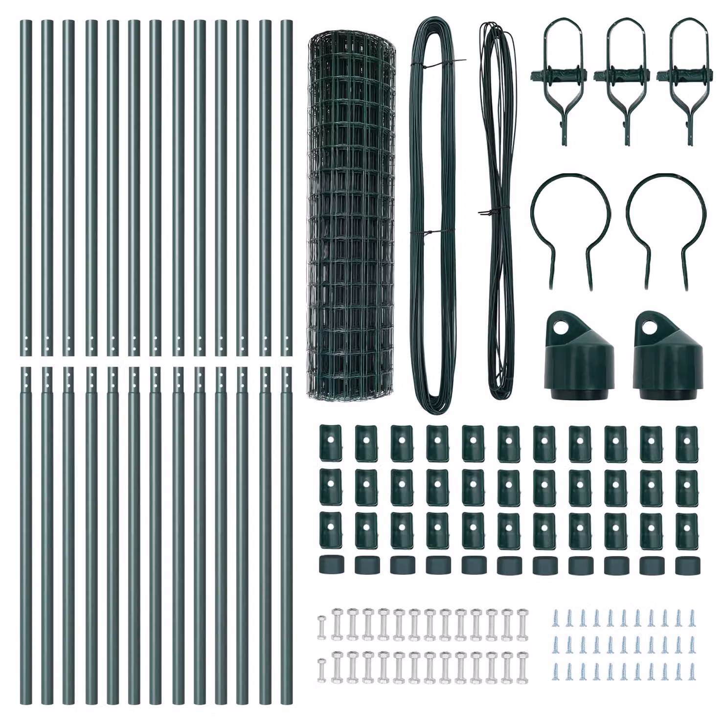Berkfield Home Euro Fence with 13 Posts, 1 x 25 m, Galvanised Steel in Green and Silver – 3