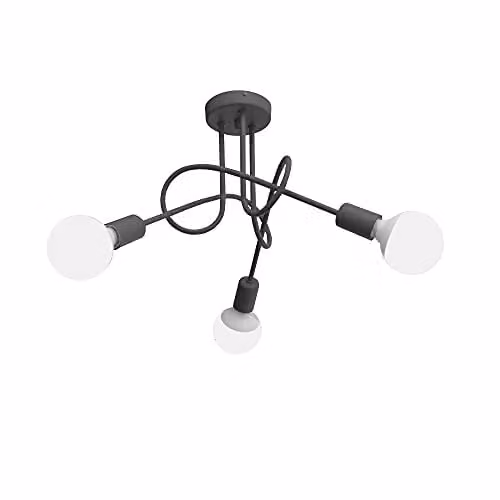 Netlighting Helam Oxford Multi Arm Semi Flush Ceiling Light in Grey with Glass Spheres, Diameter: 50 cm