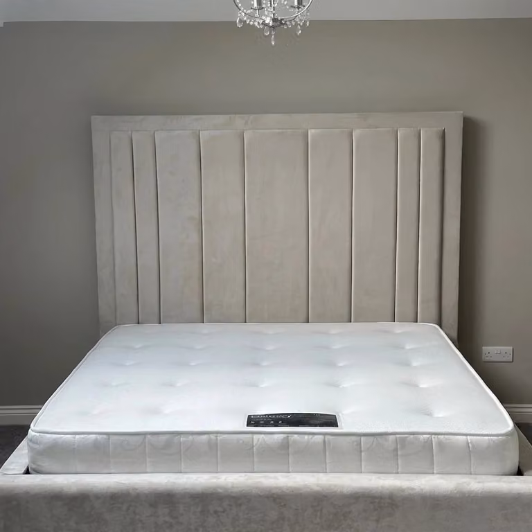 BEDS NK LTD Lara Modern Upholstered Velvet Bed Frame in Beige