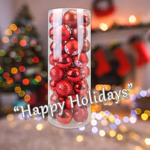 VFM e-Store Red Round Christmas Bauble Hanging Tree Ornaments, 6 cm – 5