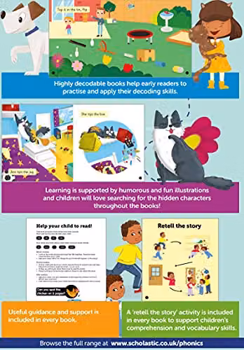 Scholastic Phonics Hush! Set 4 Decodable Phonic Reader for Ages 4-6 Phase 2 Multicolour Paper Book – 4