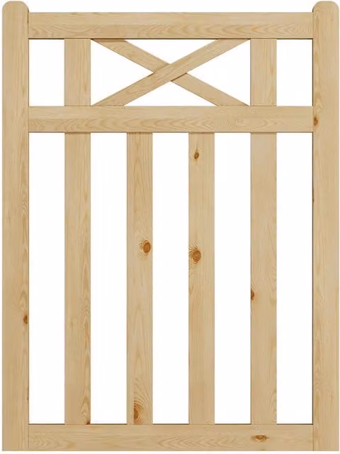 Darphe Traditional Wooden Fence Gate in Yellow and Beige, W/H: 120 x 90 cm