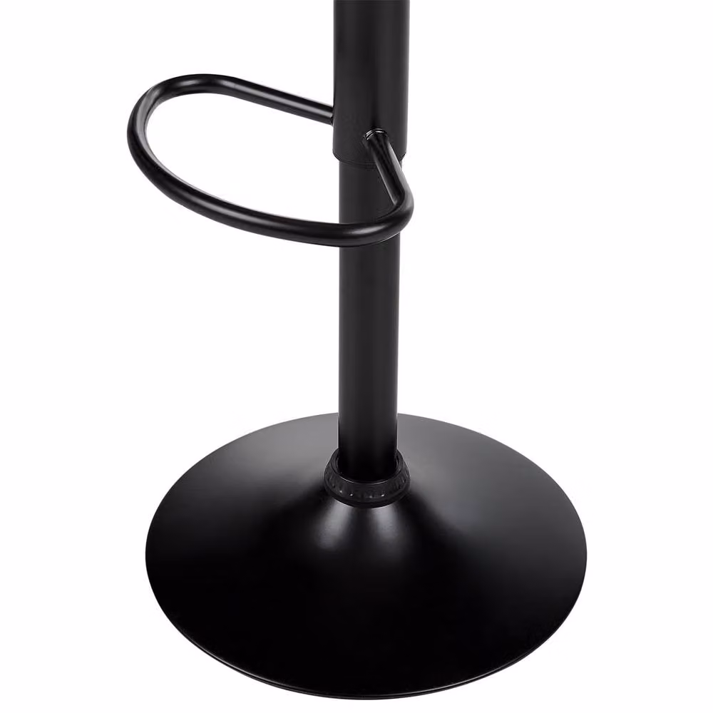 Wyld and Coco Set of 2 Black Faux Leather Industrial Bar Stools with Adjustable Swivel and Metal Base – 5
