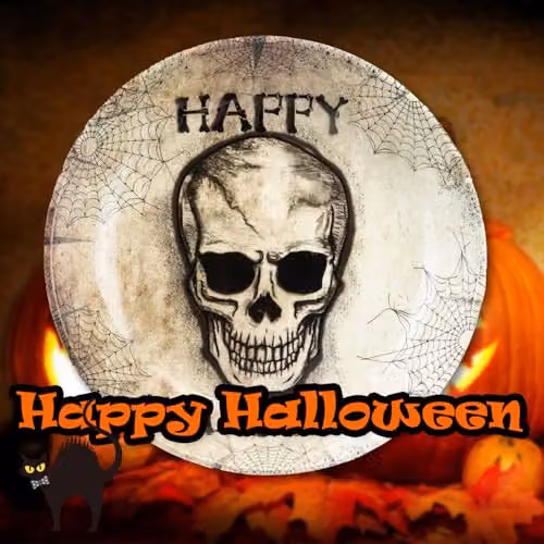 VFM e-Store Halloween Skull Round Dip Bowl, White, Diameter: 6 cm – 6