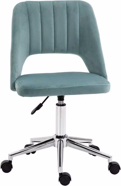 NESTLUNE Mid-Back Scallop Swivel Home Office Task Chair in Green Velvet