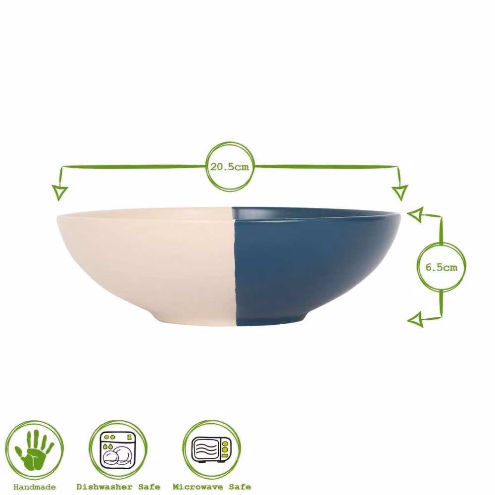 Havendro Blue Dipped Stoneware Pasta Bowl, Diameter: 20.5 cm – 2