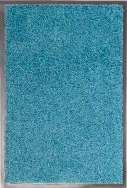 Berkfield Home Washable Non-Slip Doormat in Cyan and Black, W/D: 60 x 40 cm – 1