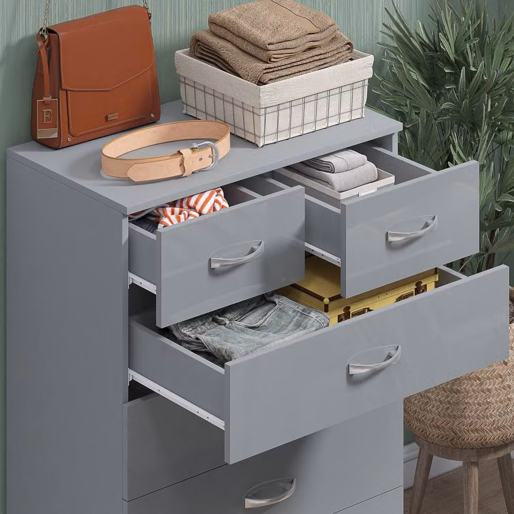 Harmin High Gloss 6 Drawer Chest of Drawers in Grey – 3