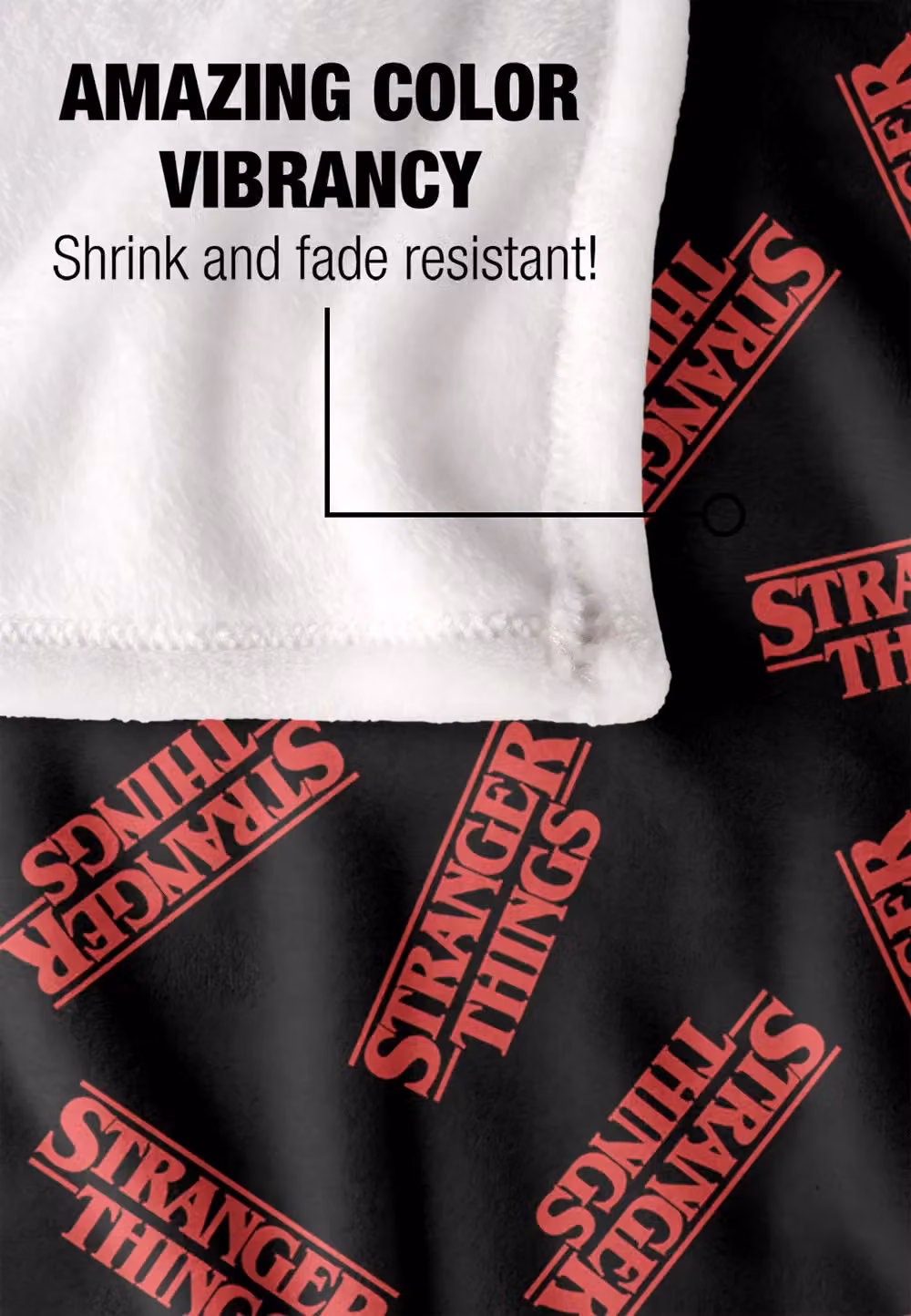 Stranger Things Officially Licensed Silky Touch Super Soft Throw Blanket, White, W/D: 152 x 127 cm – 3