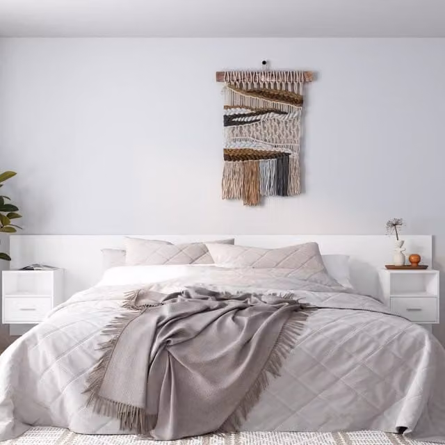 Berkfield Home White Engineered Wood Bed Headboard with Integrated Nightstands and Side Compartments – 1