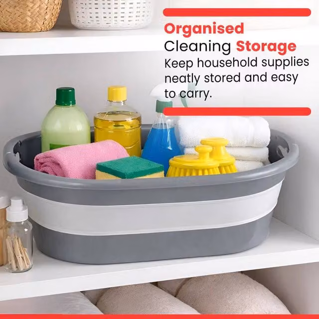 KORVIXA Collapsible Grey Laundry Basket – 1