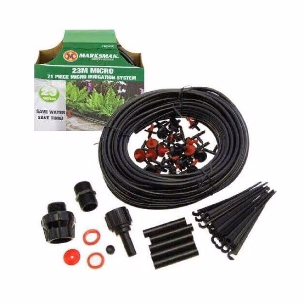 BARGAINS-GALORE 71-Piece Micro Irrigation System with 23m Tubing, Emitters, Connectors and Stakes in Black – 5