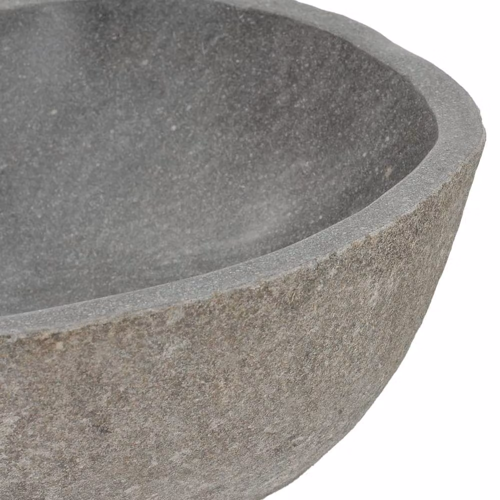 Berkfield Home River Stone Oval Basin in Black, W: 37-46 cm, D: 29-36 cm – 4
