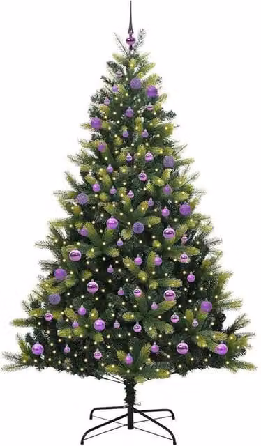 Berkfield Home Realistic Artificial Hinged Christmas Tree with 300 LEDs, Green, Height: 180 cm – 1