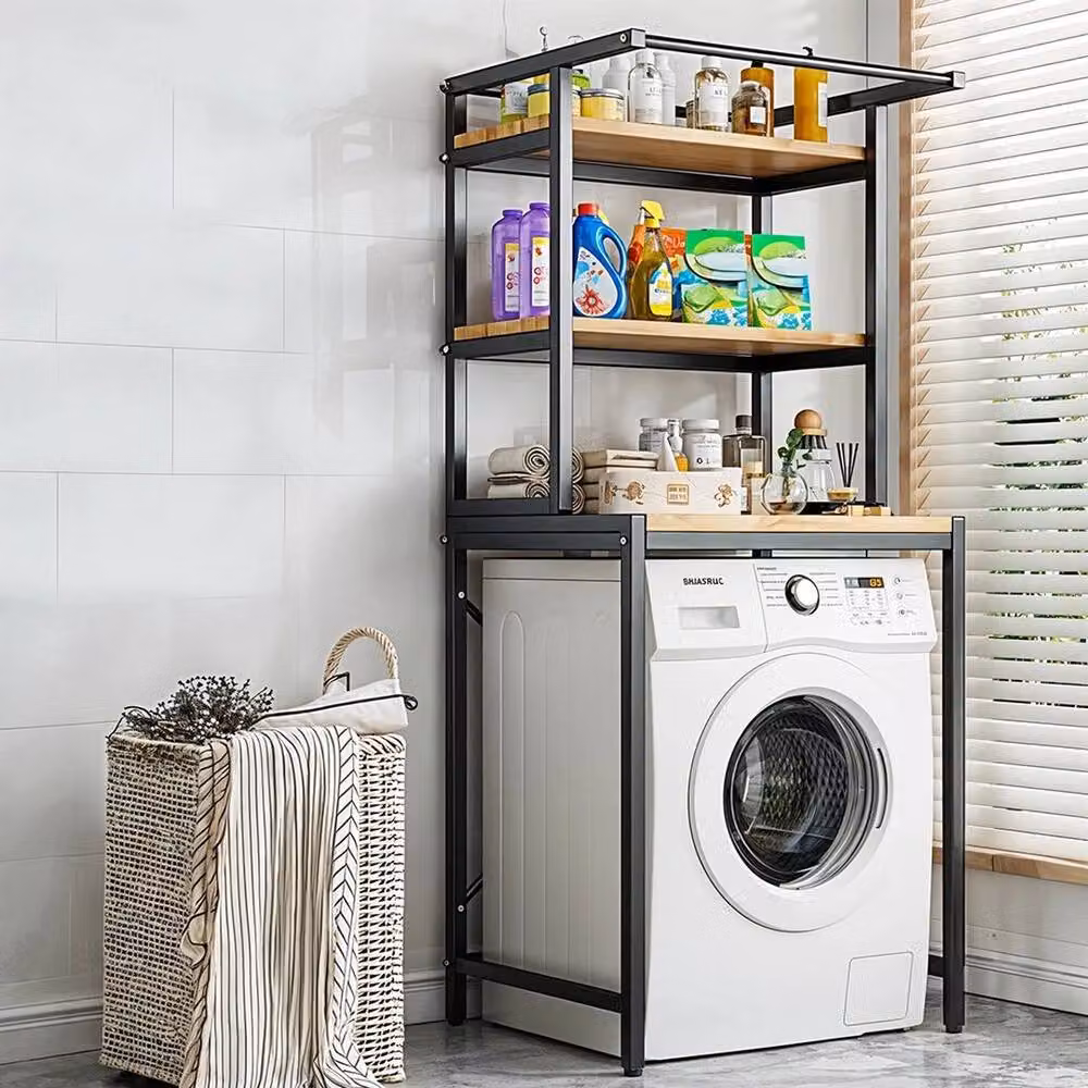 Kelvenix Black Metal Freestanding Washing Machine Space Saving Storage Rack – 3