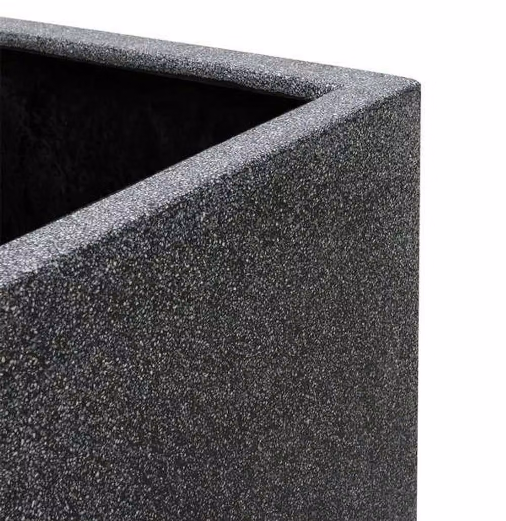 Primrose White and Grey Poly Terrazzo Stone Tall Cube Outdoor Planter Tub, Height: 79 cm – 2
