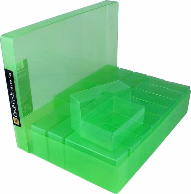 WestonBoxes Multi-Pack of 18 Solid Green Transparent Acrylic Plastic Craft Boxes