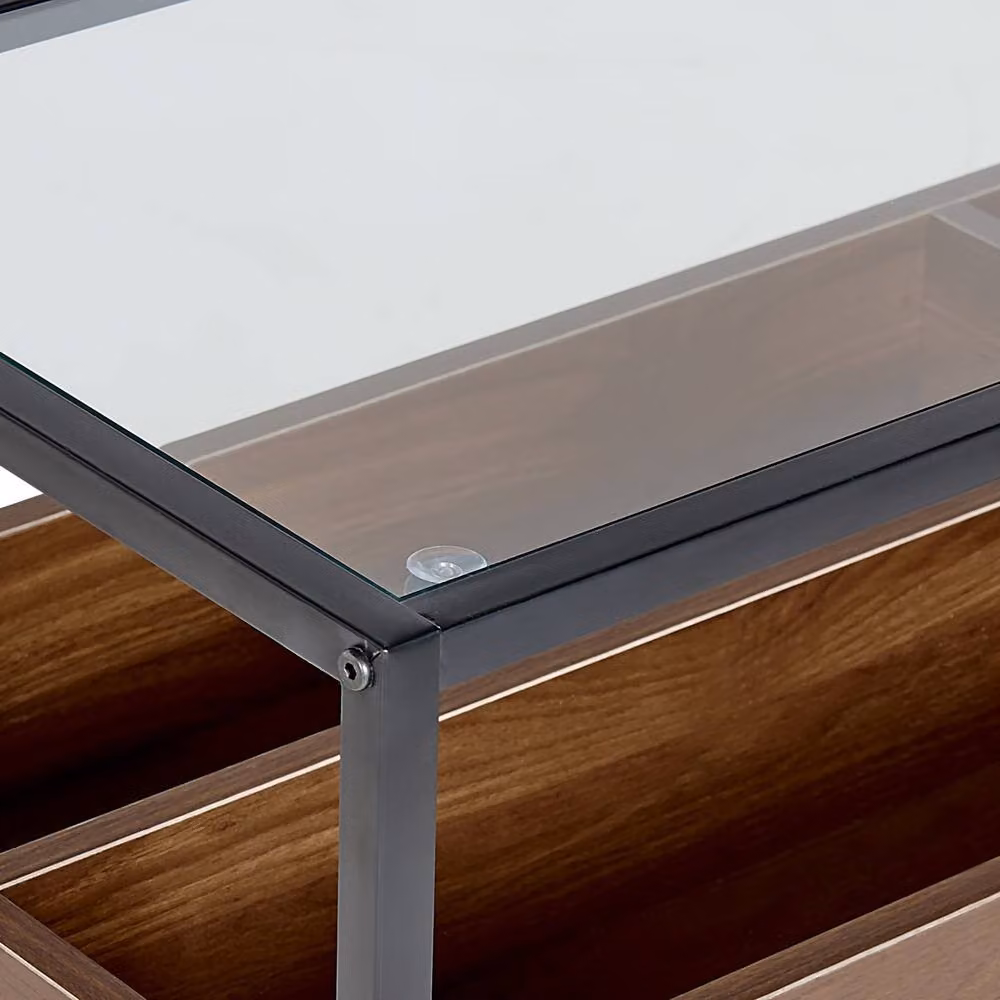Wyld and Coco Industrial Console Table with Dark Brown Glass Top and Metal Frame, W/D/H: 110 x 40 x 80 cm – 3