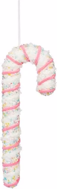 KDMD Pink and White Striped Candy Cane Hanging Christmas Decorations, 3 Pack, Height: 35 cm