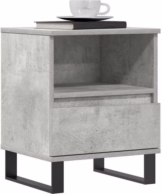Berkfield Home Modern Bedside Cabinet in Concrete Grey, W/D/H: 40 x 35 x 50 cm