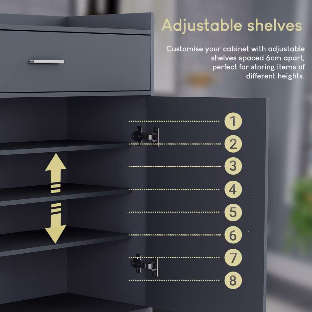 HD Designs Dalby Modern 2 Door 1 Drawer Shoe Cabinet in Grey – 4