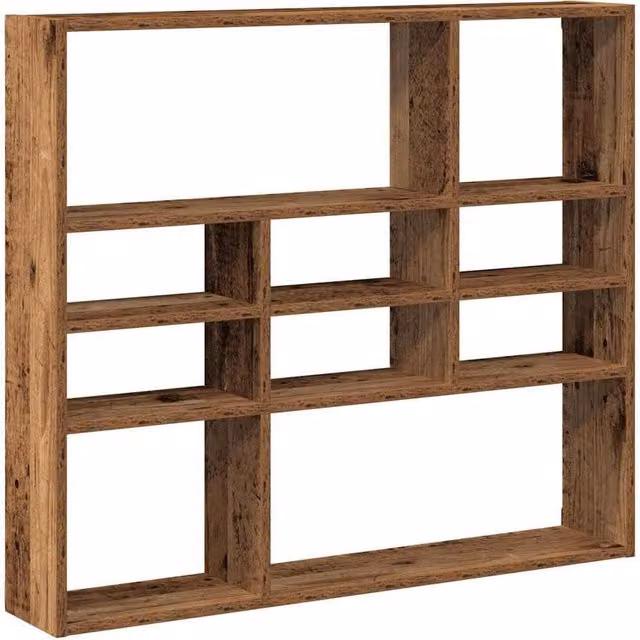 Berkfield Home Old Wood Wall Shelf in Brown, W/D/H: 90 x 16 x 78 cm
