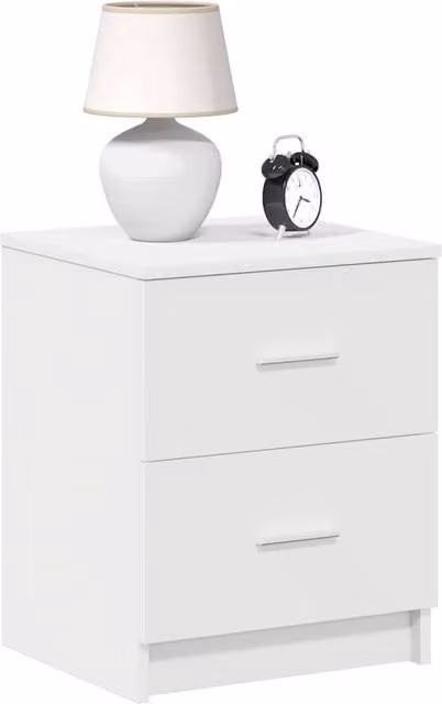 Berkfield Home Durable Bedside Cabinet with 2 Drawers, White, W/D/H: 40 x 36 x 50 cm