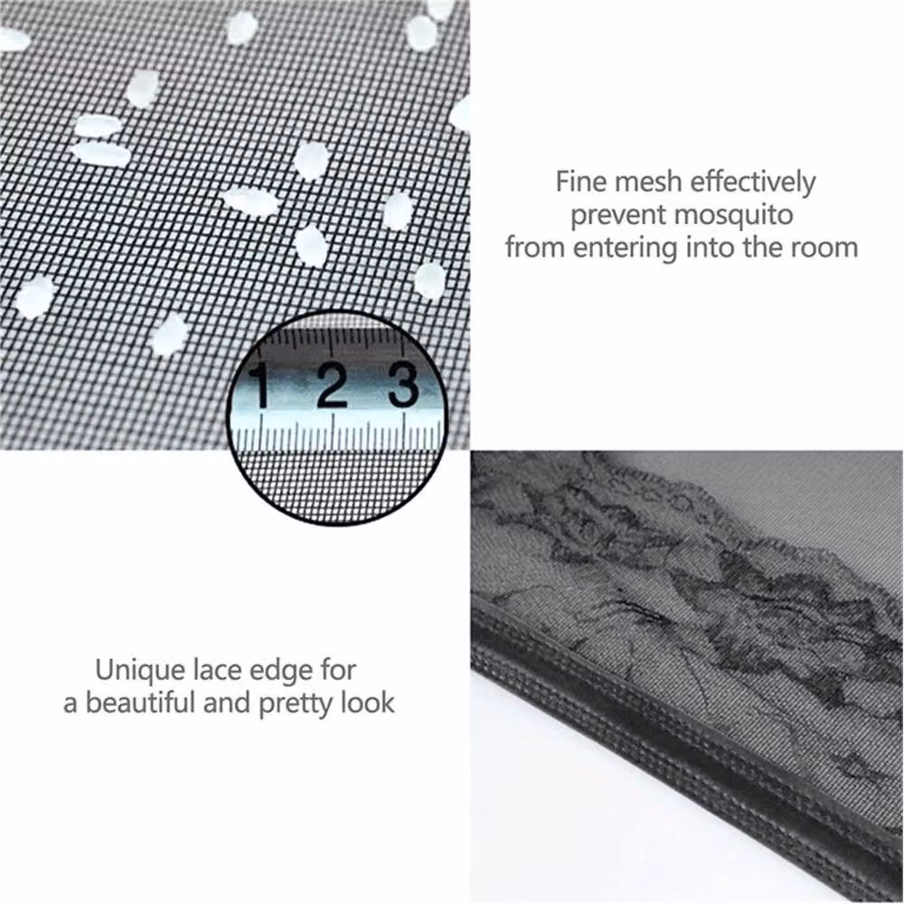 SPETLEK Heavy Duty Magnetic Screen Door Anti Mosquito Polyester Mesh for French Doors, Black, W/H: 90 x 210 cm – 4