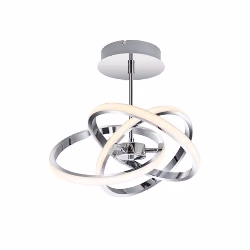 Cosylyte Ridgley Modern 3 Ring LED Pendant Light, Chrome, W: 39 cm, D: 39 cm, H: 34 cm, Adjustable Height, 3-Step Dimming, 3,000K Neutral White, 3,100lm – 1