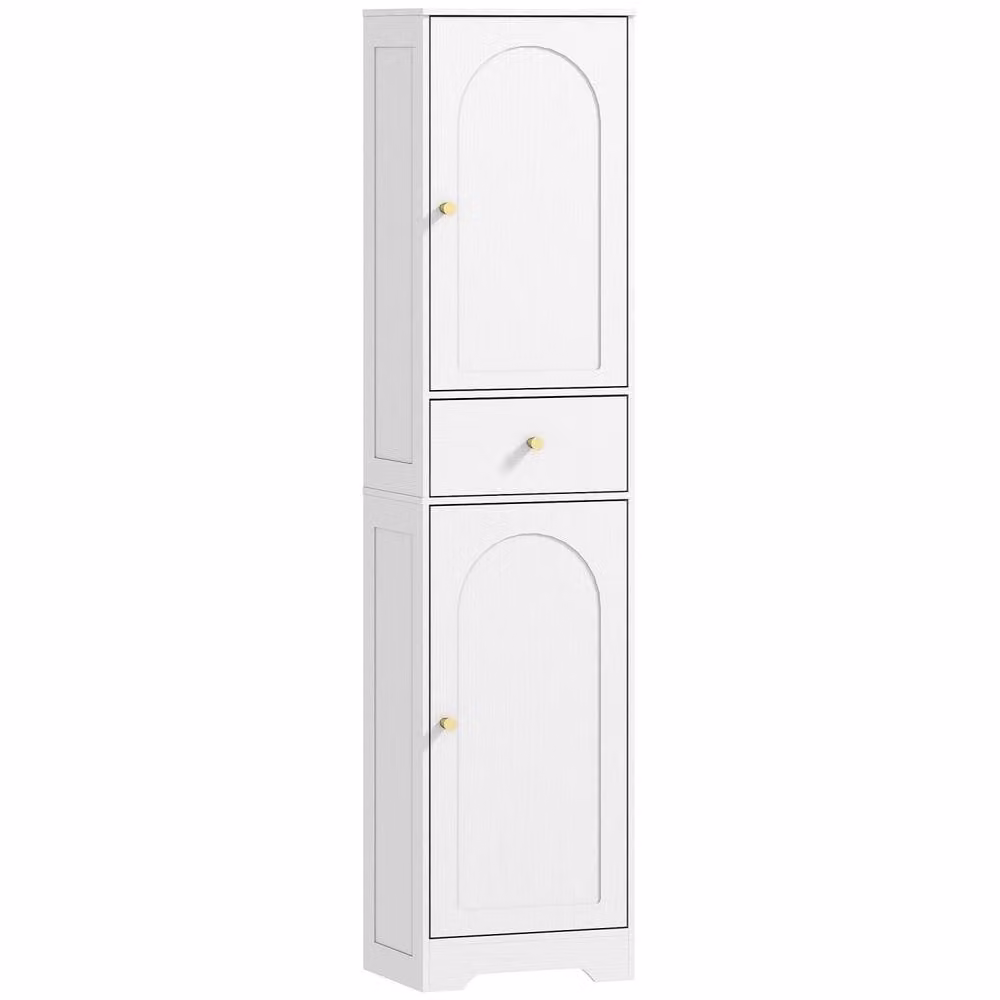 Wyld Haus Remodi Tall Bathroom Storage Cabinet in White with Gold Details, H 170 x W 40 x D 29.5 cm – 2