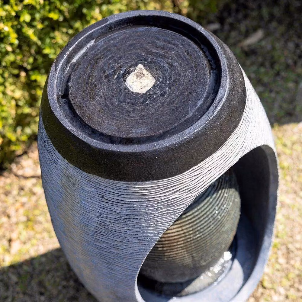 Primrose Nazare Oval Cascade Water Feature with Lights in Grey, Height: 75.5 cm – 4