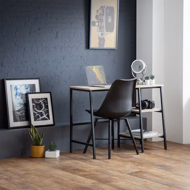 Julian Bowen Tribeca Oak Desk and Kari Chair Set in Black